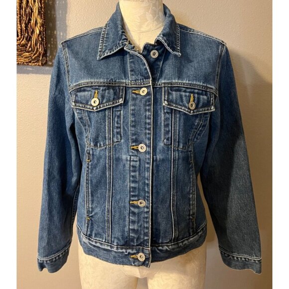 Eddie Bauer Womens Jacket Blue S Small Jean Cotton Denim Classic Washable - Picture 5 of 9